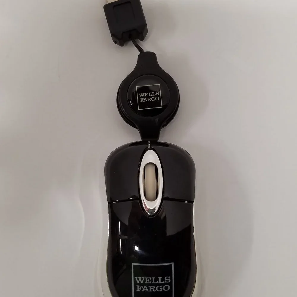 Mini Retractable Cable Wired USB Optical Mouse